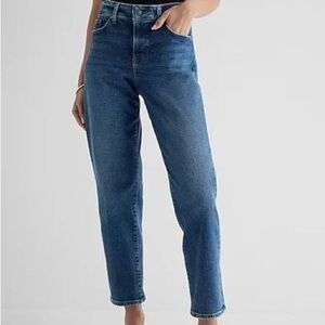Express Boyfriend Mid Rise Dark Blue Denim Jeans